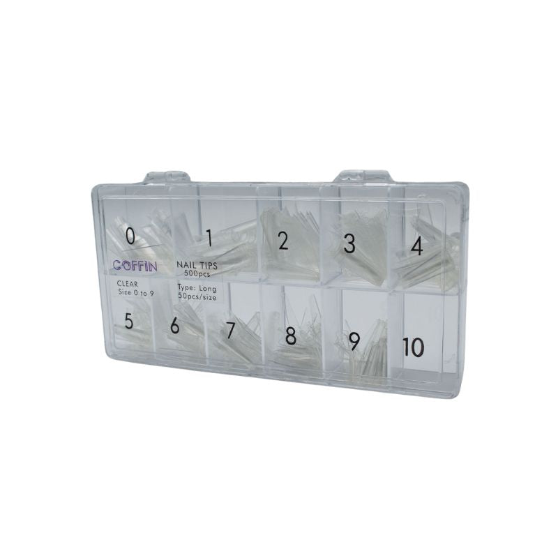 Coffin Nail Tips Box - Clear - Long