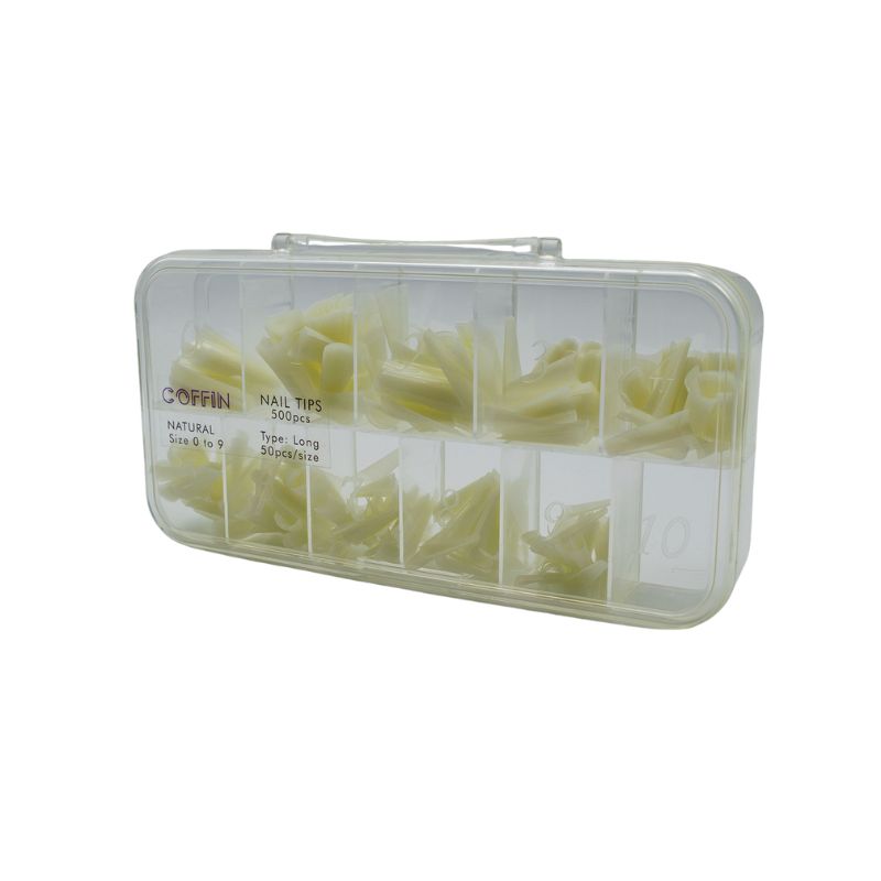 Coffin Nail Tips Box - Natural - Long
